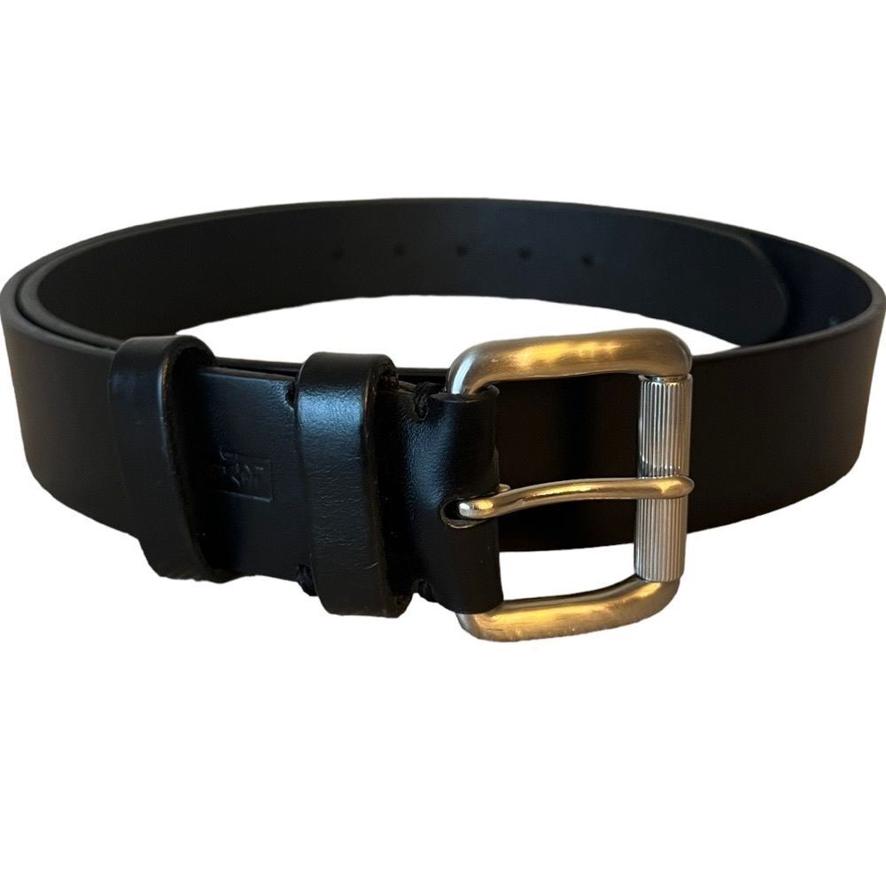 Sz 44 Men’s Levi’s leather belt black with solid brass buckle (silver tone) 3925